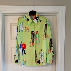 Stylish Green Graphic Print Women's Shirt